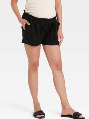 Ingrid & Isabel Black Knit Maternity Pull on Shorts